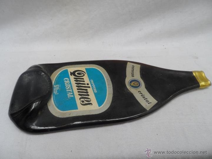 Coleccionismo de cervezas: cerveza quilmes botella cristal aplastada con gancho ideal deco propaganda cerveza