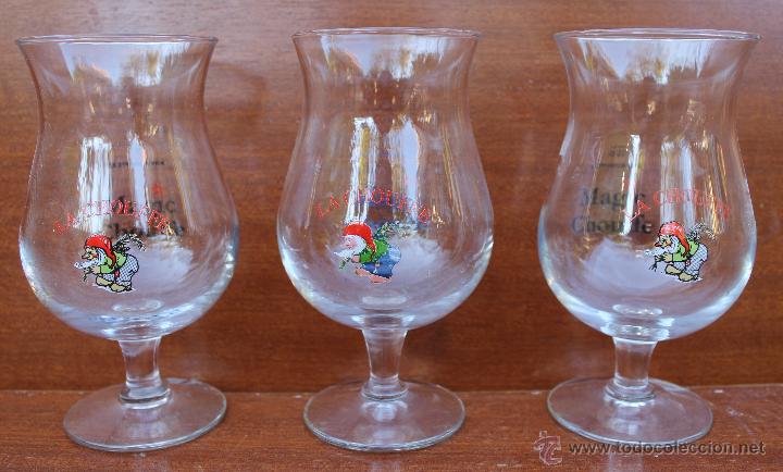 Coleccionismo de cervezas: TRES COPAS DE CRISTAL DE CERVEZA ESPECIAL BEGA LA CHOUFFLE - PARA COLECCIONISTAS