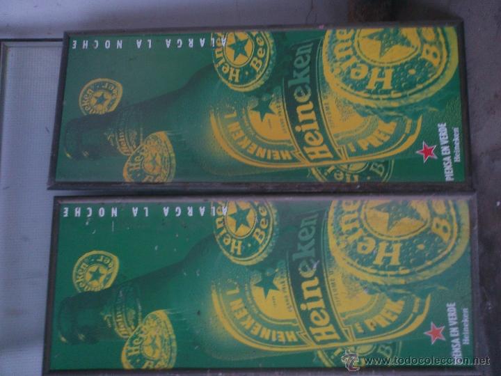 Coleccionismo de cervezas: ++ GRAN CARTEL PUBLICITARIO ANTIGUO DE LA CERVEZA HEINEKEN EN MADERA++ CUADRO