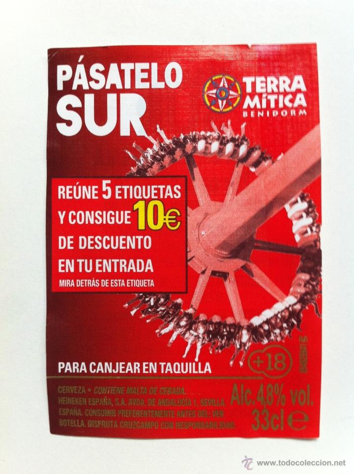 Coleccionismo de cervezas: ETIQUETA CERVEZA CRUZCAMPO PROMOCI&Oacute;N TERRA M&Iacute;TICA