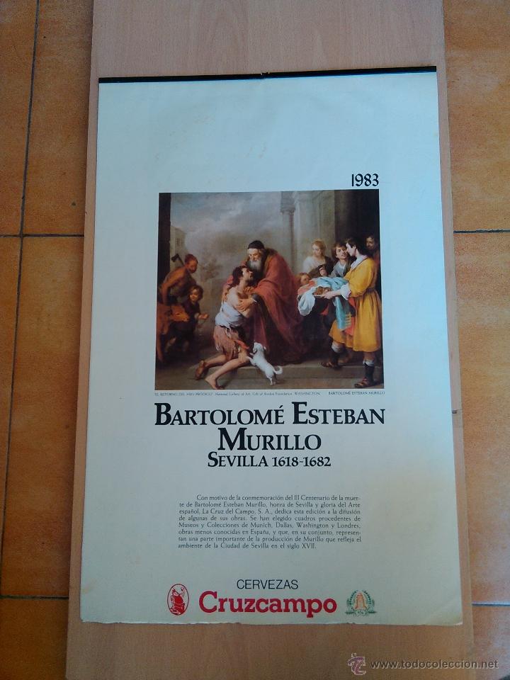Coleccionismo de cervezas: calendario de pared cruzcampo, laminas bartolome esteban murillo 1983