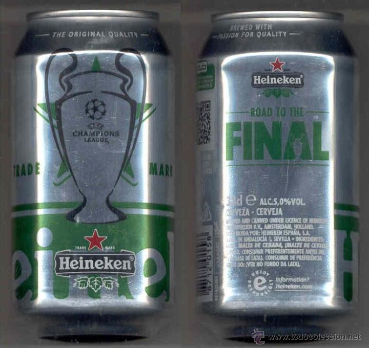 Coleccionismo de cervezas: Lata Bote Cerveza Beer Can Heineken Road to the Final. Espa&ntilde;a