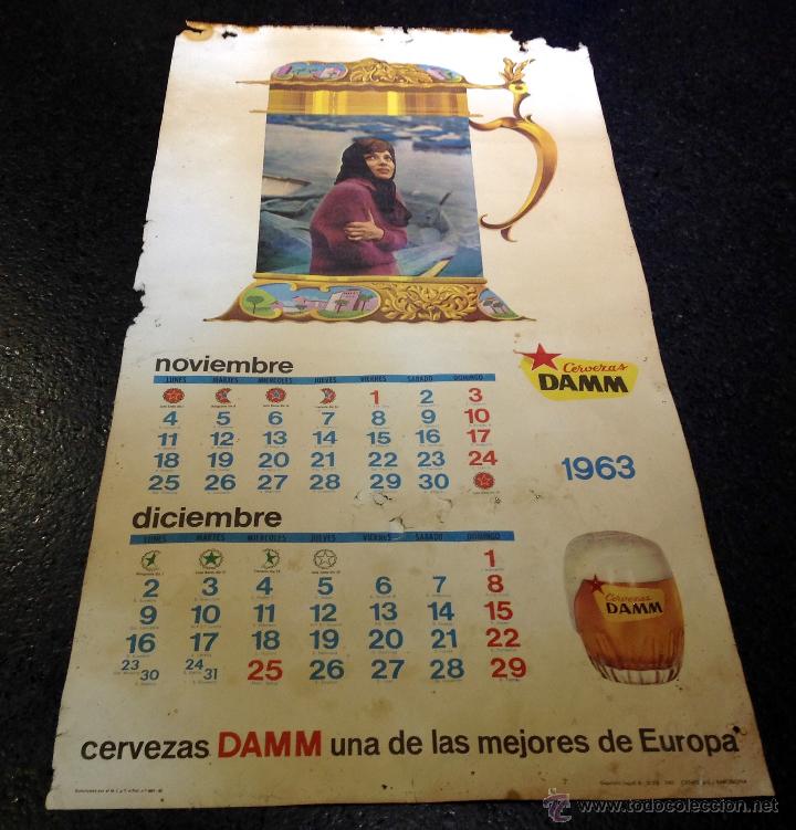 Coleccionismo de cervezas: ANTIGUA Y AUTENTICA HOJA CALENDARIO DE PARED.-CERVEZAS DAMM-NOVIEMBRE- DICIEMBRE .-1963