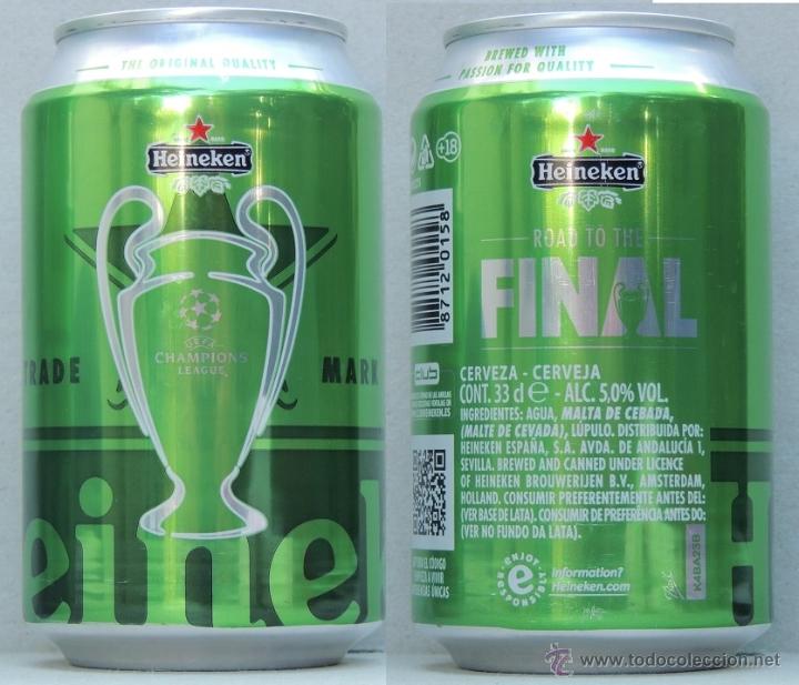 Coleccionismo de cervezas: Lata bote cerveza beer can Heineken Road To Final. Espa&ntilde;a
