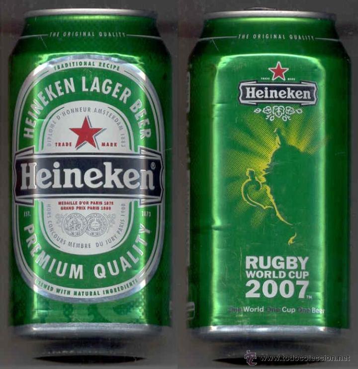 Coleccionismo de cervezas: Lata Bote Cerveza Beer Can Heineken Rugby World Cup 2007. Brasil