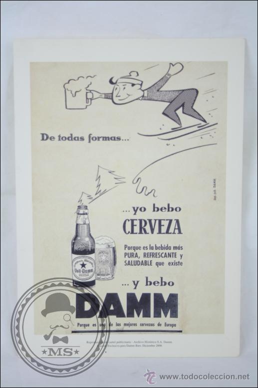 Collectionnisme de bi&egrave;res: L&aacute;mina Reproducci&oacute;n de Cartel Publicitario de Cerveza Damm - Ed. Exclusiva para Damm Bars, A&ntilde;o 2006