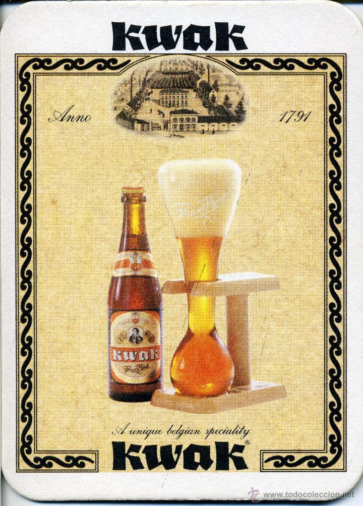 Coleccionismo de cervezas: posavasos cerveza &ndash; kwak &ndash; BOTELLA VASO &ndash; B