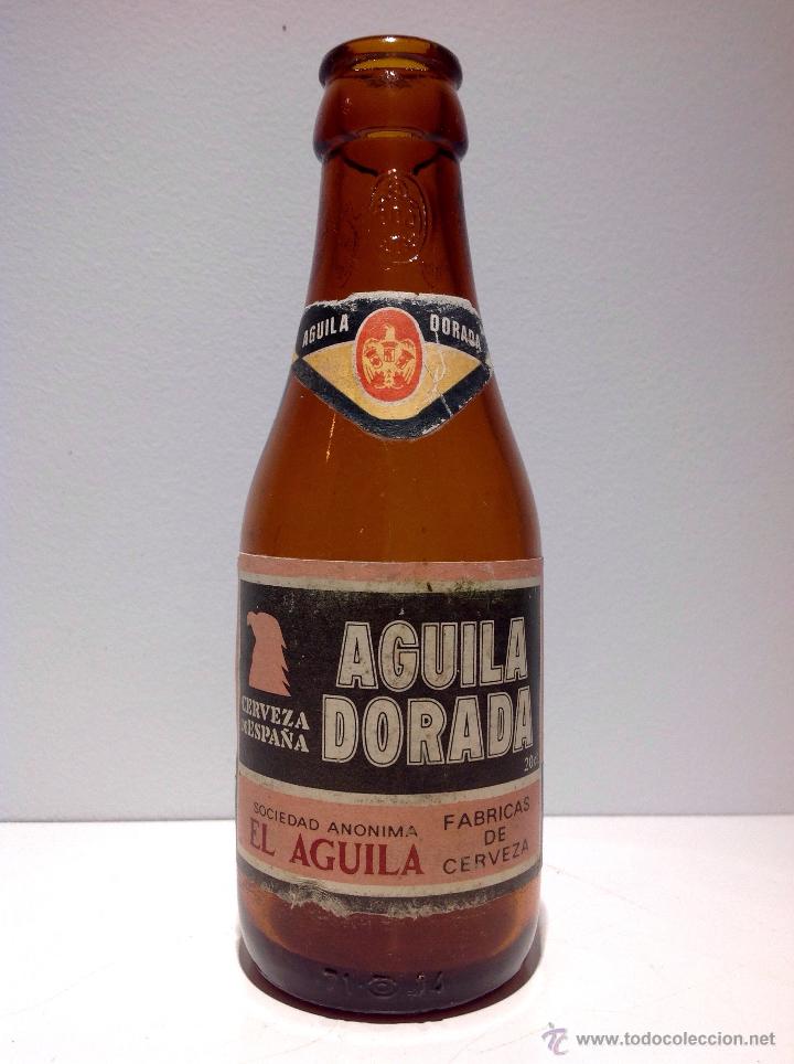 Collectionnisme de bi&egrave;res: ANTIGUA BOTELLA DE CERVEZA DE 20 cl * AGUILA DORADA * ETIQUETA DE PAPEL