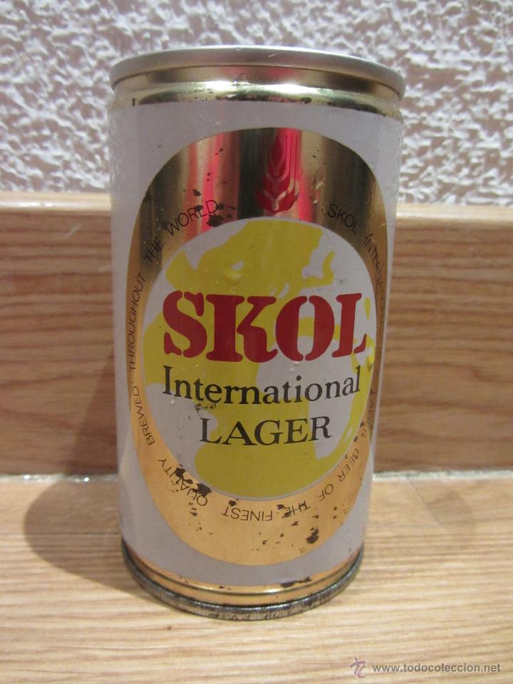 Collectionnisme de bi&egrave;res: Lata Cerveza Skol. Bote cerveza. A&ntilde;os 80