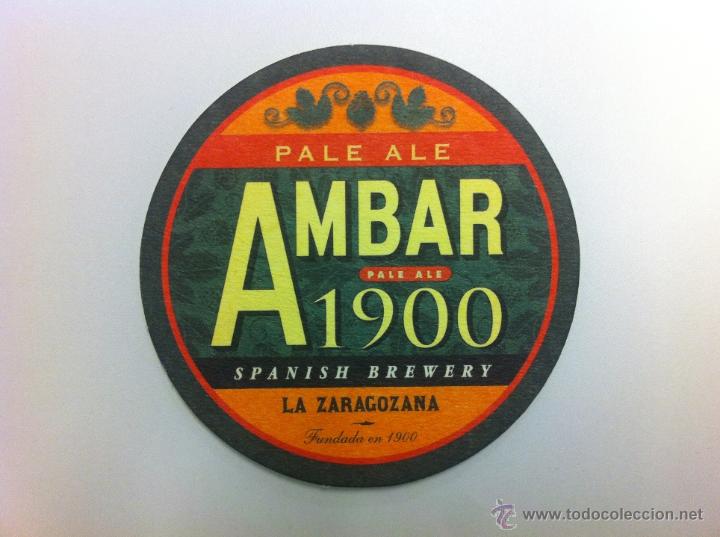Coleccionismo de cervezas: POSAVASOS CERVEZA AMBAR 1900. LA ZARAGOZANA