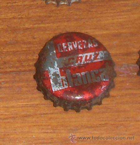 Coleccionismo de cervezas: CHAPA DE CERVEZA CRUZ BLANCA. TRASERA DE CORCHO.