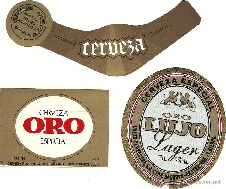 Coleccionismo de cervezas: LOTE 2 ETIQUETAS ORO - Foto 1