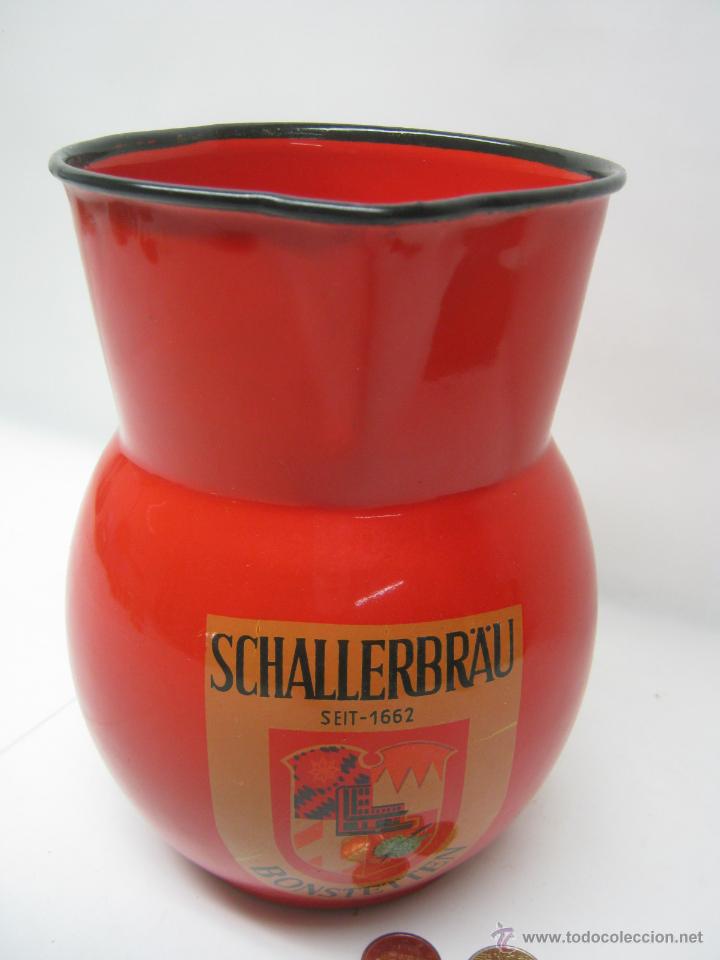 Coleccionismo de cervezas: gran Jarra de Cerveza esmaltada rojo .. impecable !! . SCHALLERBR&Auml;U