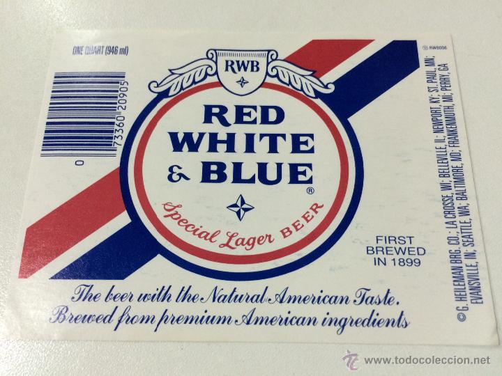 Coleccionismo de cervezas: ETIQUETA CERVEZA RED WHITE & BLUE, HEILEMAN BREWING, ESTADOS UNIDOS, BEER LABEL.