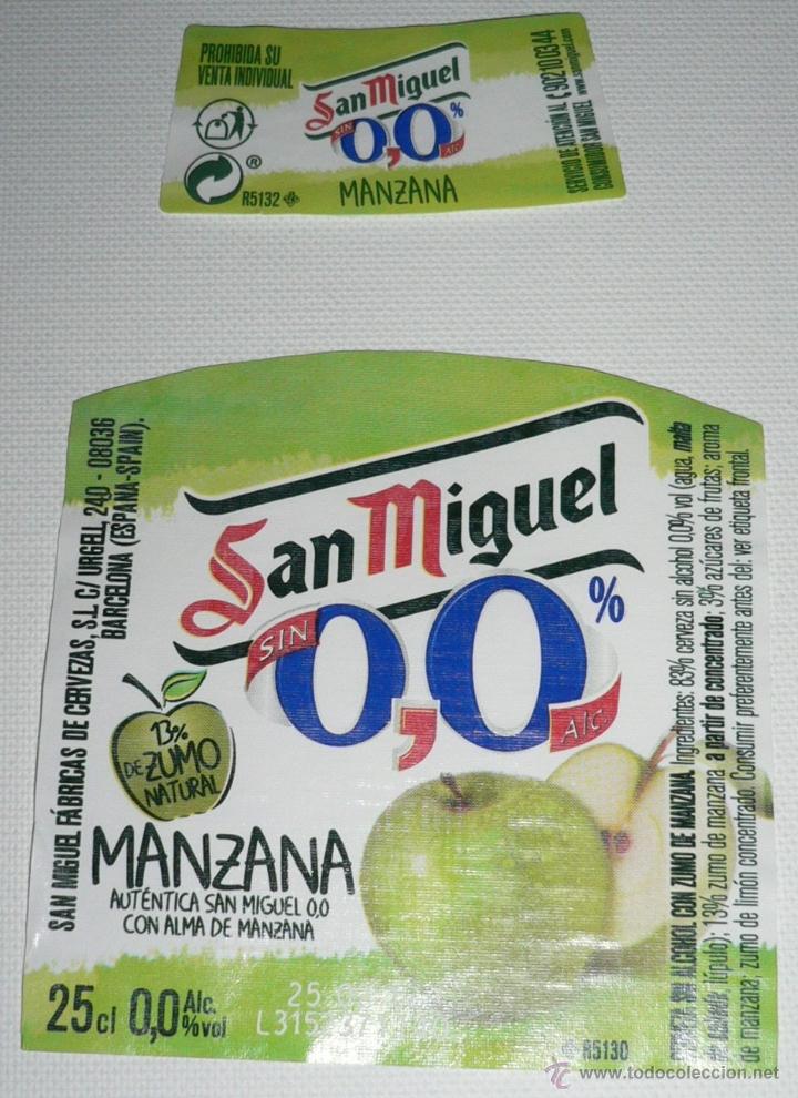 Coleccionismo de cervezas: ETIQUETA DE CERVEZA SAN MIGUEL MANZANA 25cl