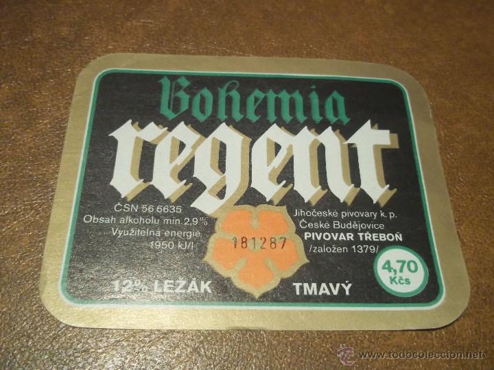Coleccionismo de cervezas: ANTIGUA ETIQUETA CERVEZA BEERLABEL BOHEMIA REGENT 12% NUEVA SIN USAR MIRAR OTRAS ETIQUETAS