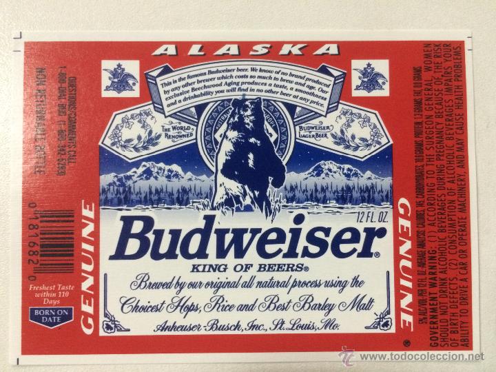 Coleccionismo de cervezas: ETIQUETA CERVEZA BUDWEISER ALASKA , ANHEUSER-BUSCH, 12 OZ, ESTADOS UNIDOS , BEER LABEL.