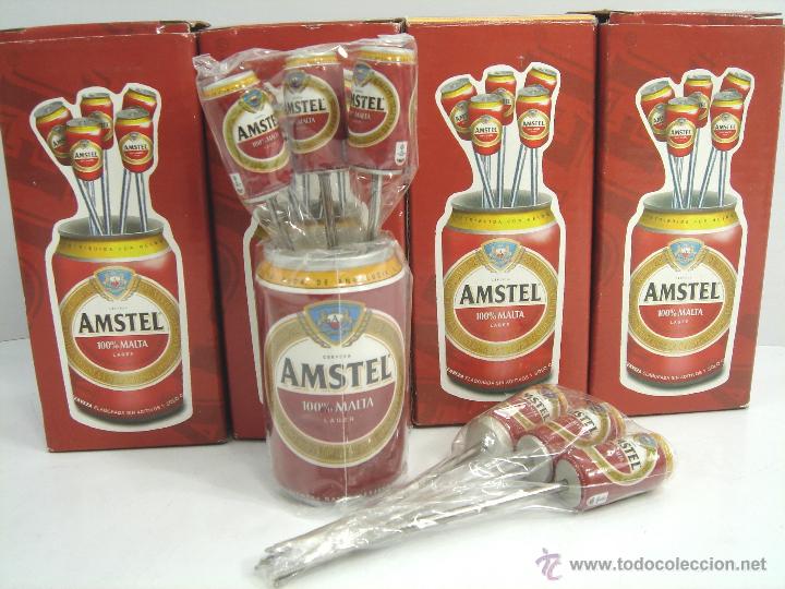 Coleccionismo de cervezas: JUEGO PALILLERO-CERVEZA AMSTEL -6 PINCHOS+BOTE- &iexcl;&iexcl;NUEVO PRECINTADO&iexcl;&iexcl;&iexcl; EN CAJA - PINCHO PALILLO