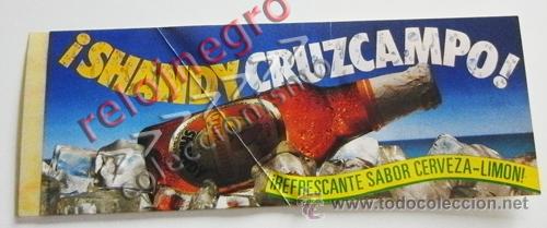 Coleccionismo de cervezas: ANTIGUA PEGATINA - SHANDY CRUZCAMPO - PUBLICIDAD CERVEZA - FOTO DE BOTELL&Iacute;N - M&Aacute;S PEGATINAS EN VENTA