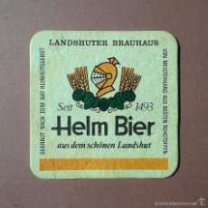 Coleccionismo de cervezas: POSAVASOS HELM BIER. LANDSHUTER BRAUHAUS. BAVIERA.. Lote 56261103