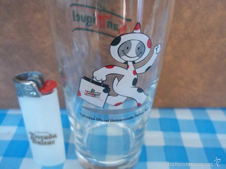 Coleccionismo de cervezas: ANTIGUO VASO CERVEZA SAN MIGUEL UNIVERSIADA PALMA 99 MIRAR MI OTRA CRISTALERIA CERVEZA