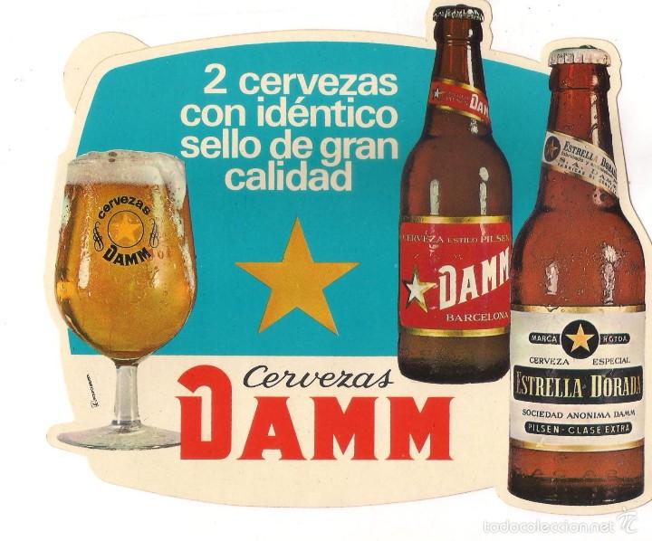 Collectable Beer: PUBLICIDAD CON PEGATINA DE CERVEZA DAMM .