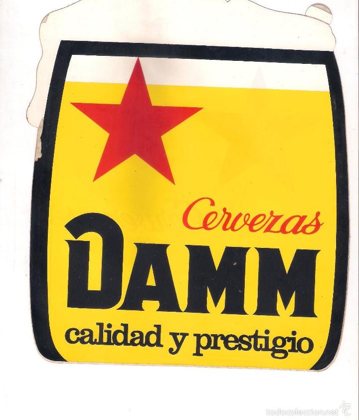 Collectable Beer: PUBLICIDAD CON PEGATINA DE CERVEZAS  DAMM 22 x 18 cm.