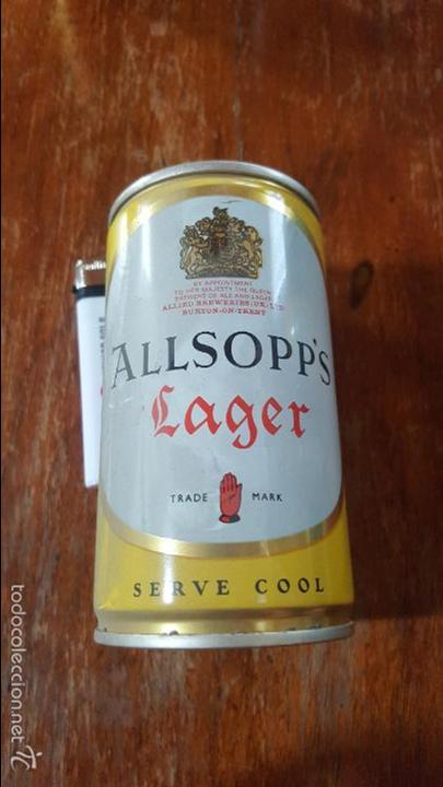 Colecionismo de cervejas: Lata - Bote de Cerveza Allsopp's Lager. Gran Breta&ntilde;a
