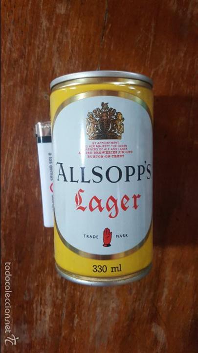 Colecionismo de cervejas: Lata - Bote de Cerveza Allsopps Lager. Gran Breta&ntilde;a