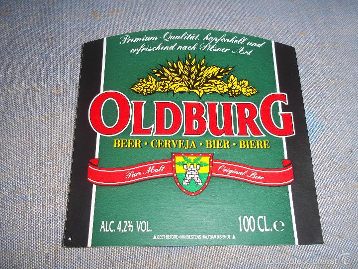 Coleccionismo de cervezas: ANTIGUA ETIQUETA CERVEZA OLDBURG 100 CL DISTRIBUIDA EN ESPA&Ntilde;A POR CERVEZAS SAN MIGUEL NUEVA SIN USAR