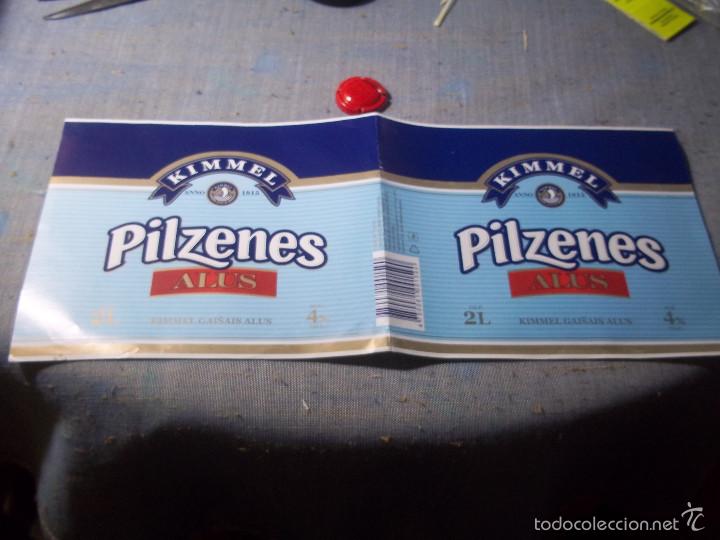 Coleccionismo de cervezas: ENORME Y DIFICIL ETIQUETA DE CERVEZA KIMMEL PILZENES ALUS 2 LITROS NUEVA SIN USAR
