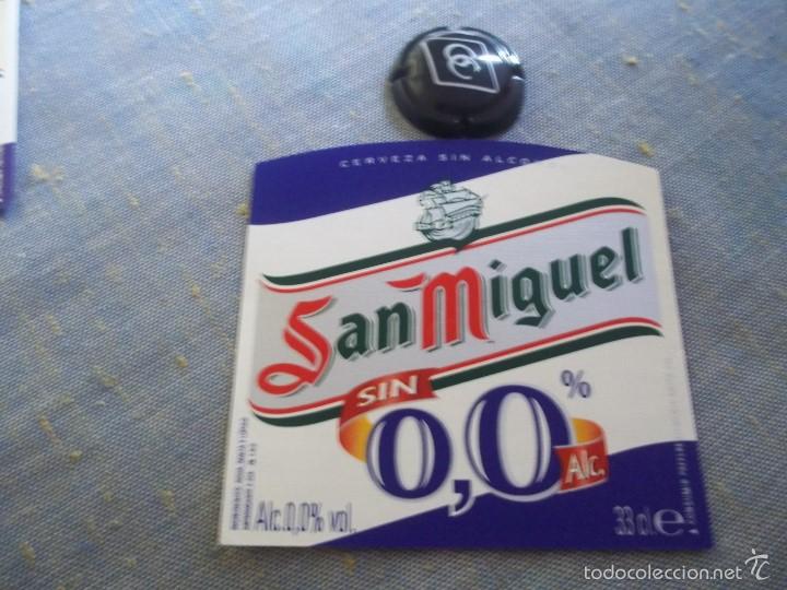 Coleccionismo de cervezas: ANTIGUA ETIQUETA CERVEZA SAN MIGUEL 0,0% 33 CL NUEVA SIN USAR MODELO 1