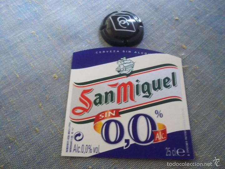 Coleccionismo de cervezas: ANTIGUA ETIQUETA CERVEZA SAN MIGUEL 0,0% 25 CL NUEVA SIN USAR MODELO 1