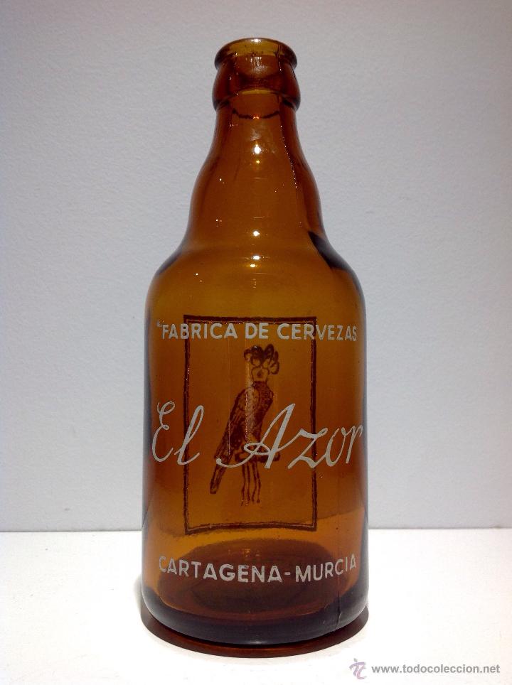 Collectionnisme de bi&egrave;res: ANTIGUA BOTELLA DE CERVEZA * EL AZOR *33 CL. TERCIO CON HOMBROS,CARTAGENA- MURCIA