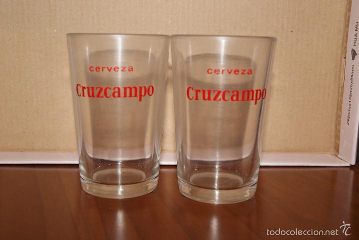 Coleccionismo de cervezas: Pareja de vasos cruzcampo. Leer descripci&oacute;n.