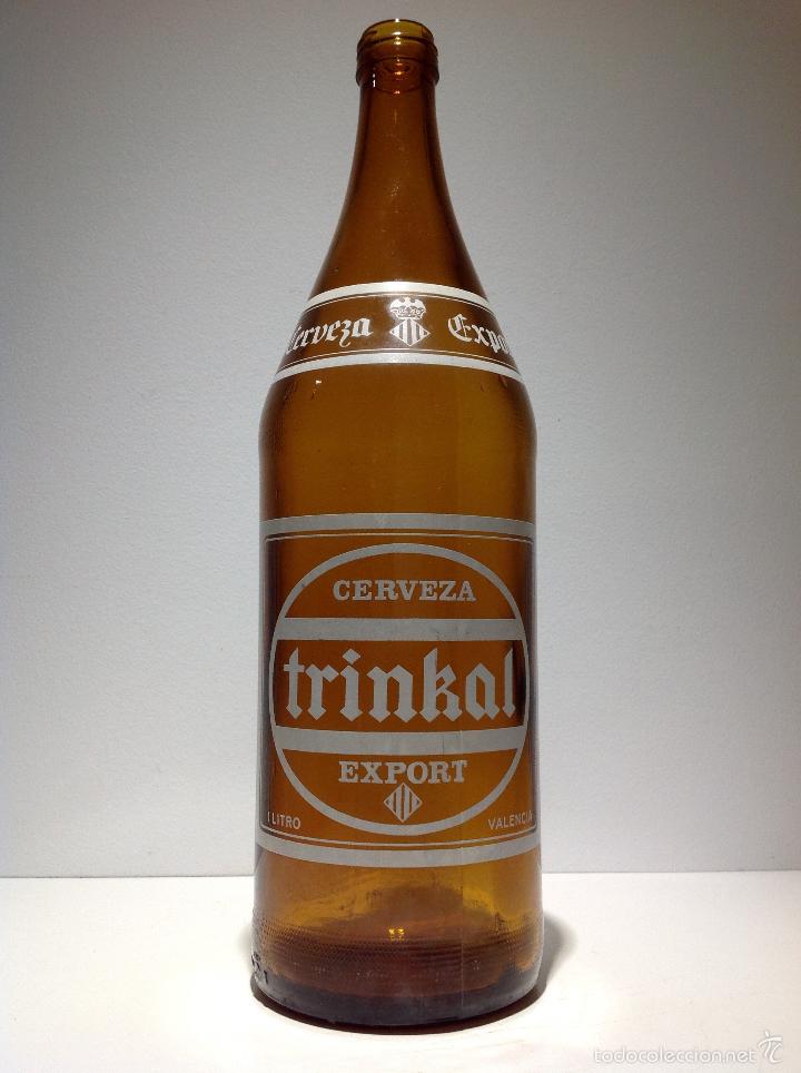 Collectable Beer: Botella cerveza *TRINKAL EXPORT* 1 lt. -MOD.1- Serigrafiada, Valencia
