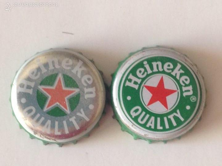 Coleccionismo de cervezas: Lote 2 Chapas Kronkorken Caps Tappi Cerveza Heineken. Estados Unidos de Am&eacute;rica-Espa&ntilde;a