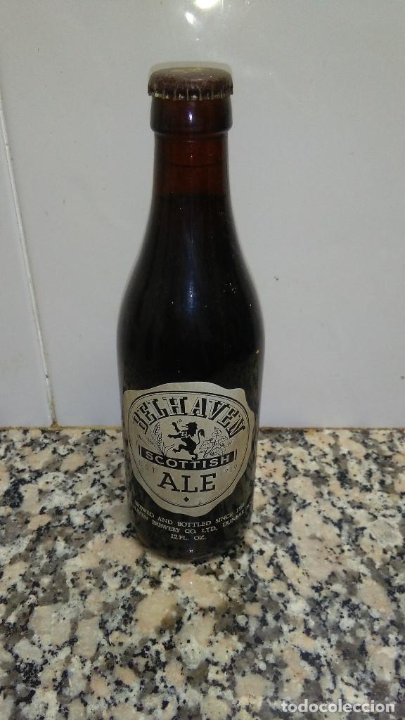Coleccionismo de cervezas: BOTELLA CERVEZA BELHAVEN SCOTTISH ALE SERIGRAFIADA LIQUIDO ORIGINAL CHAPA CORONA