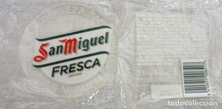 Coleccionismo de cervezas: ETIQUETA SAN MIGUEL FRESCA DELANTERA Y TRASERA.