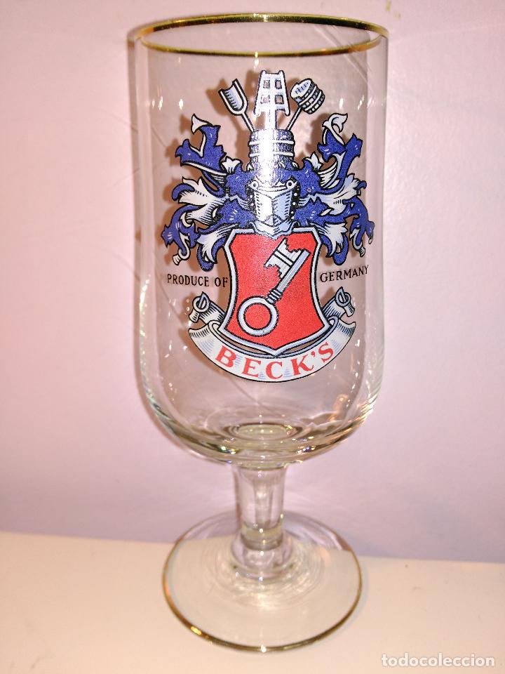 Collectable Beer: Copa con publicidad de la cerveza becks. Producto de Alemania.