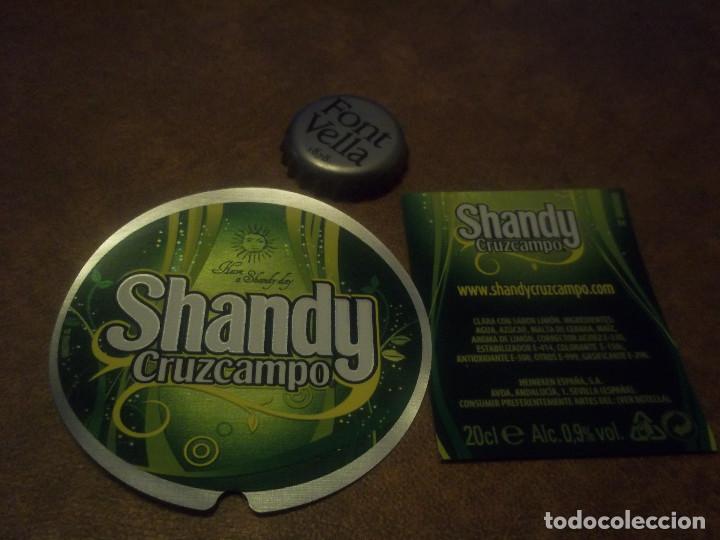 Coleccionismo de cervezas: ETIQUETA Y COLLARIN CERVEZA 20 CL SHANDY CRUZCAMPO MODELO SOL HAVE A SHANDY DAY NUEVA SIN USAR