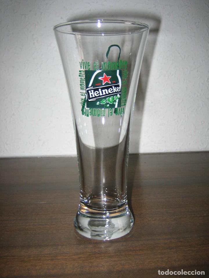 Coleccionismo de cervezas: Vaso de Cerveza Heineken. Serigrafiado. Texto en espa&ntilde;ol.