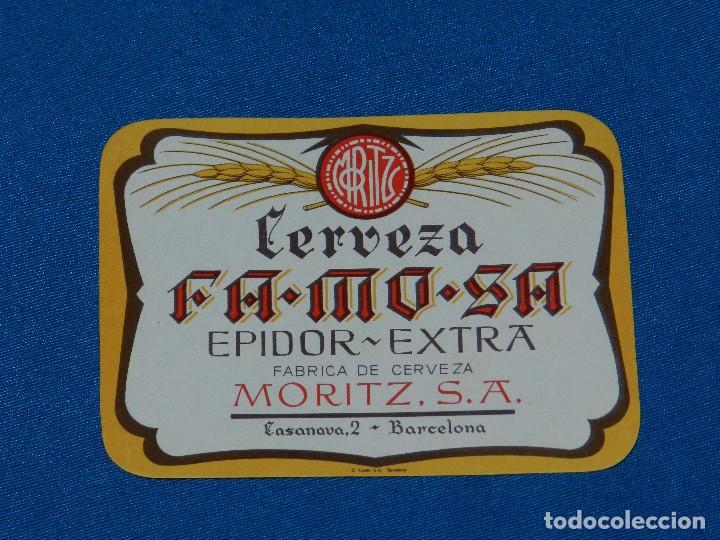 Coleccionismo de cervezas: (M) ETIQUETA ANTIGUA - CERVEZA FAMOSA EPIDOR MORITZ SA, BUEN ESTADO