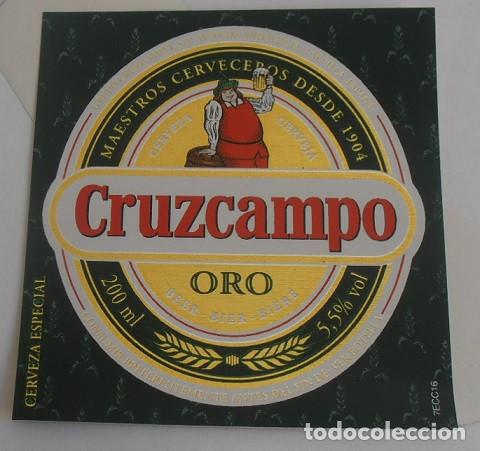 Coleccionismo de cervezas: ETIQUETA DE CERVEZA CRUZCAMPO, ORO 200 ML 5,5%