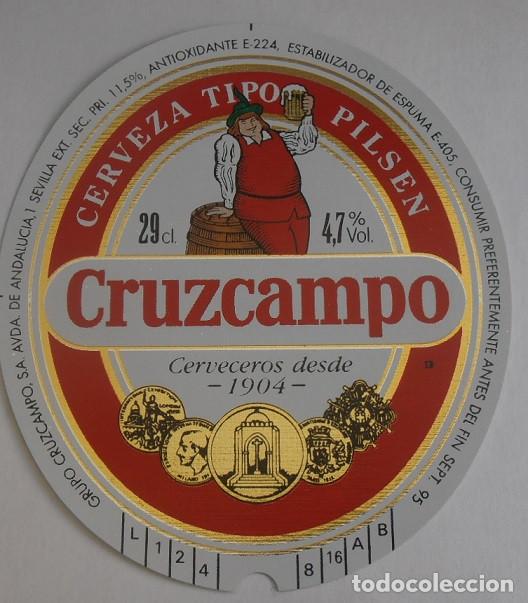 Coleccionismo de cervezas: ETIQUETA DE CERVEZA CRUZCAMPO, TIPO PILSEN 29CL 4,7% VOL