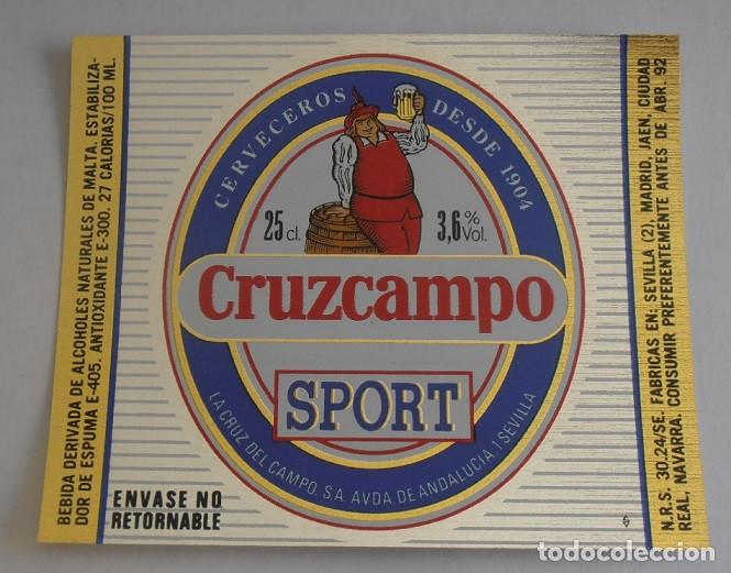 Coleccionismo de cervezas: ETIQUETA DE CERVEZA CRUZCAMPO, SPORT 25CL 3,6% VOL