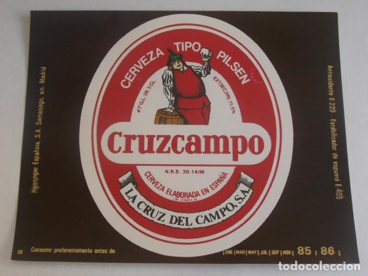Coleccionismo de cervezas: ETIQUETA DE CERVEZA CRUZCAMPO, TIPO PILSEN 29,5 CL 11,5%. LA CRUZ DEL CAMPO
