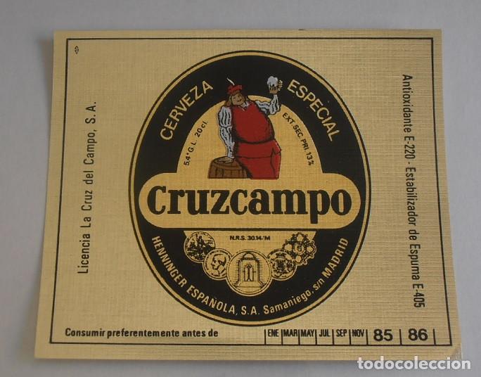Coleccionismo de cervezas: ETIQUETA DE CERVEZA CRUZCAMPO, ESPECIAL 20CL 13%
