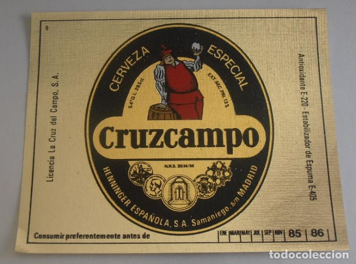 Coleccionismo de cervezas: ETIQUETA DE CERVEZA CRUZCAMPO, ESPECIAL 29,5 CL 13%