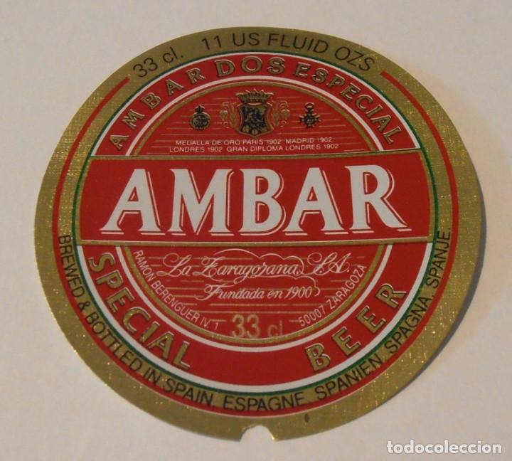 Coleccionismo de cervezas: ETIQUETA CERVEZA AMBAR, ESPECIAL 33CL